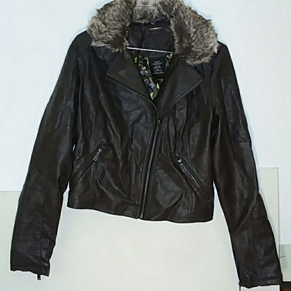 Joujou leather & fur jacket